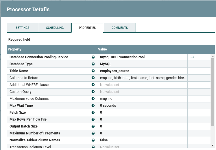 QueryDatabaseTable Processor